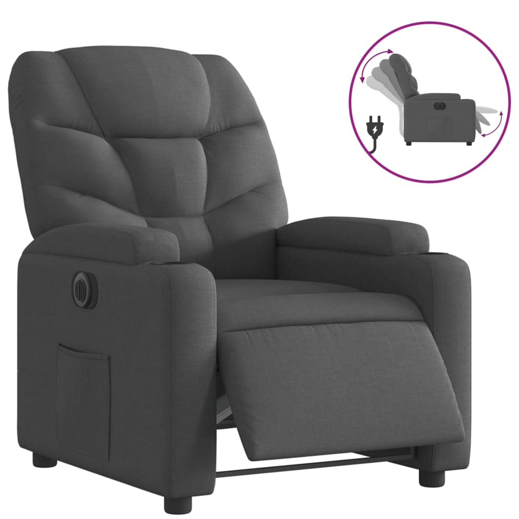 Vidaxl sillón reclinable eléctrico de tela negro