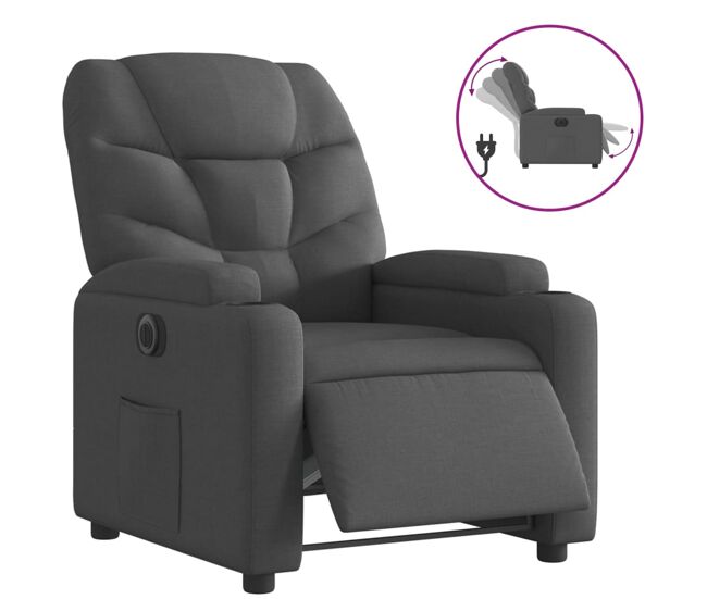 Vidaxl sillón reclinable eléctrico de tela negro