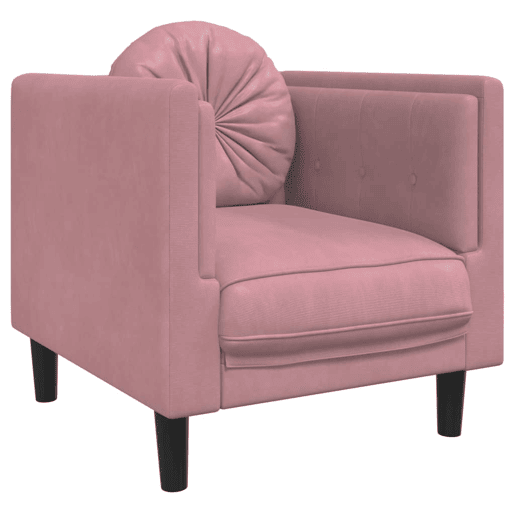 vidaXL 3 pcs conjunto de sofás com almofadas veludo rosa vidaXL 3 pcs conjunto de sofás com almofadas veludo rosa