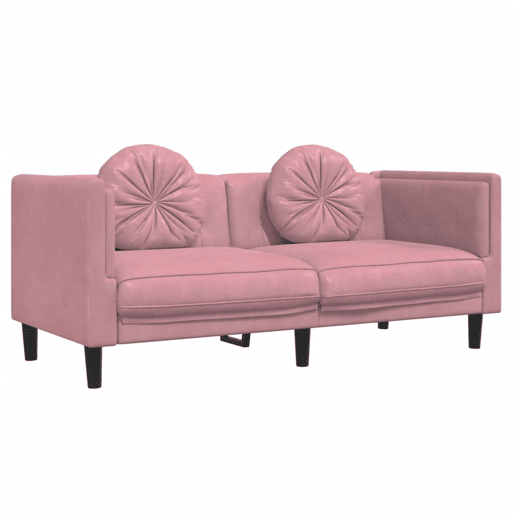 vidaXL 3 pcs conjunto de sofás com almofadas veludo rosa vidaXL 3 pcs conjunto de sofás com almofadas veludo rosa
