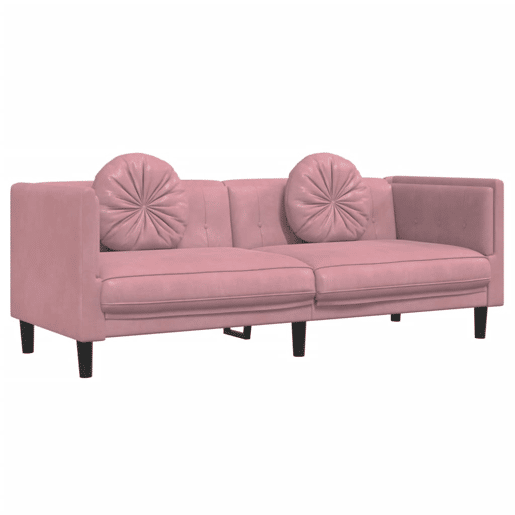 vidaXL 3 pcs conjunto de sofás com almofadas veludo rosa vidaXL 3 pcs conjunto de sofás com almofadas veludo rosa