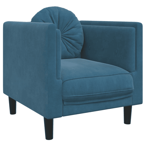 vidaXL 3 pcs conjunto de sofás com almofadas veludo azul vidaXL 3 pcs conjunto de sofás com almofadas veludo azul