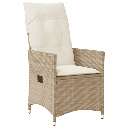 3 pcs conjunto bistrô - cadeiras de jardim - Cadeiras de exterior com almofadões vime PE bege