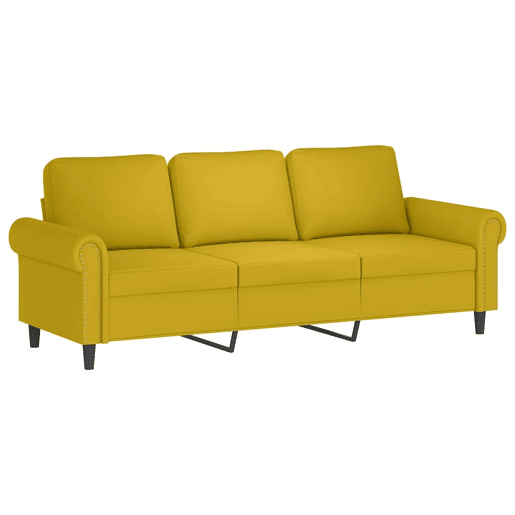 vidaXL 3 pcs conjunto de sofás com almofadas veludo amarelo