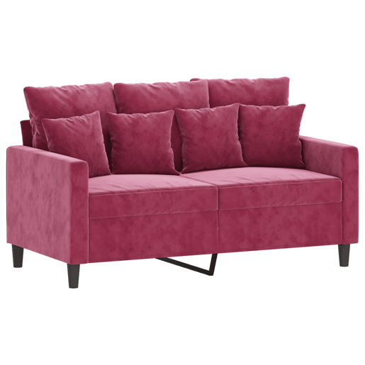 vidaXL 2 pcs conjunto de sofás com almofadões veludo vermelho tinto