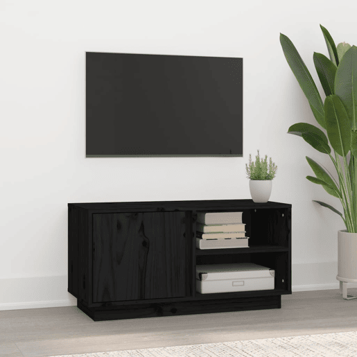 Móvel de TV - Modulo de TV - Armário de TV 80x35x40,5 cm madeira de pinho maciça preto
