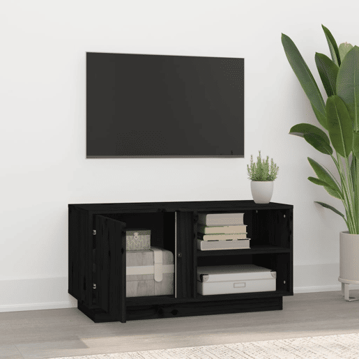 Móvel de TV - Modulo de TV - Armário de TV 80x35x40,5 cm madeira de pinho maciça preto