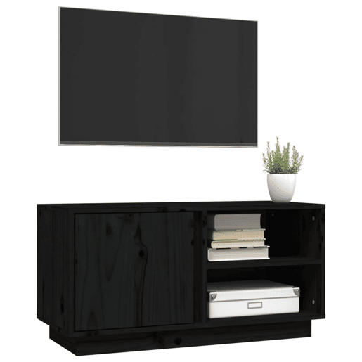 Móvel de TV - Modulo de TV - Armário de TV 80x35x40,5 cm madeira de pinho maciça preto