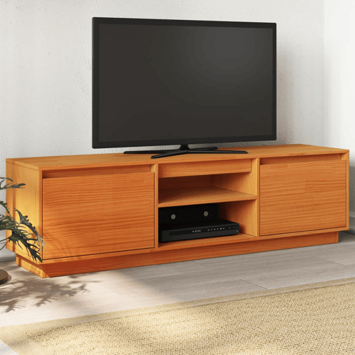 Móvel de TV - Modulo de TV - Armário de TV 140x35x40 cm madeira de pinho maciça castanho mel