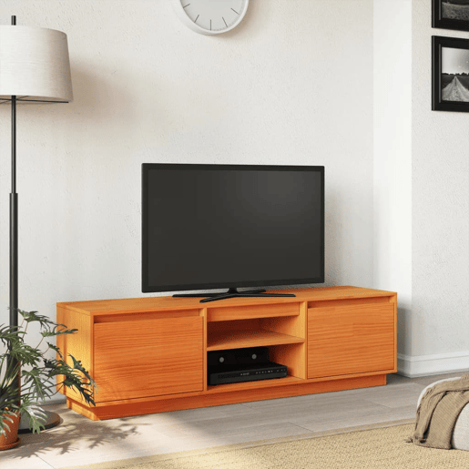 Móvel de TV - Modulo de TV - Armário de TV 140x35x40 cm madeira de pinho maciça castanho mel