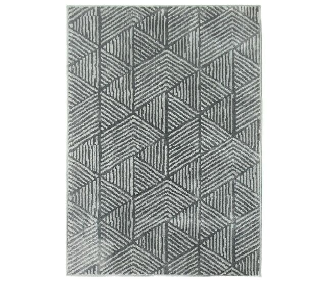 Homcom alfombra salón 170x120 cm alfombra lavable en lavadora pelo corto elementos a líneas tapete para sala de estar dormitorio comedor gris oscuro