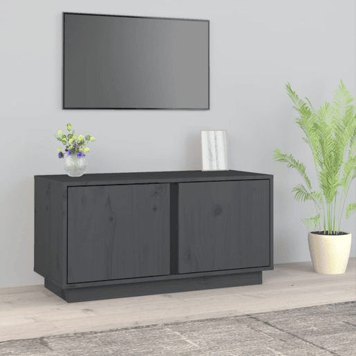 Móvel de TV - Modulo de TV - Armário de TV 80x35x40,5 cm madeira de pinho maciça cinzento