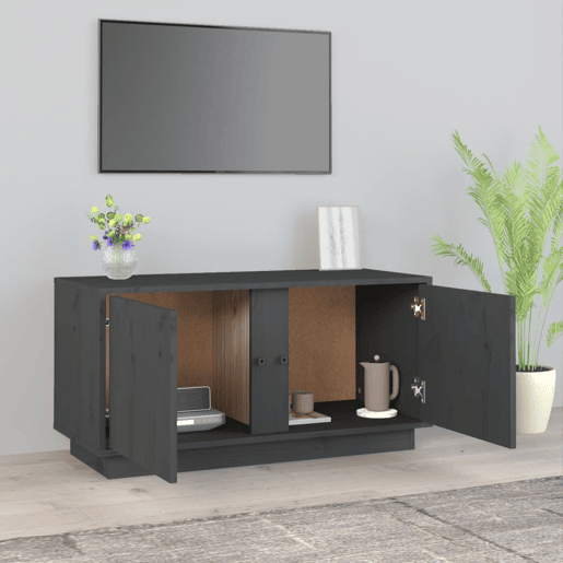 Móvel de TV - Modulo de TV - Armário de TV 80x35x40,5 cm madeira de pinho maciça cinzento