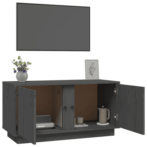 Móvel de TV - Modulo de TV - Armário de TV 80x35x40,5 cm madeira de pinho maciça cinzento