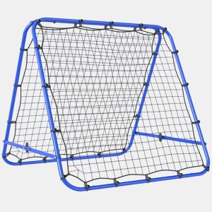 HOMCOM Rede de Rebote Dobrável para Treino Desportivo Ajustável em 5 Níveis de Ângulo com Tubo de Aço para Futebol Ténis e Basebol 100x95x90 cm Azul