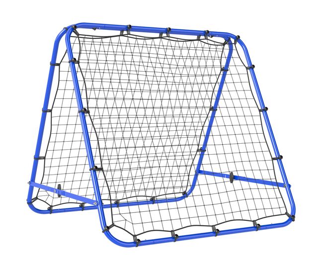 Homcom red de rebote plegable de doble cara, reboteador de fútbol ángulo ajustable de 5 niveles, con tubo de acero, fácil de instalar, entrenamiento de fútbol, tenis, béisbol, 100x95x90 cm, azul