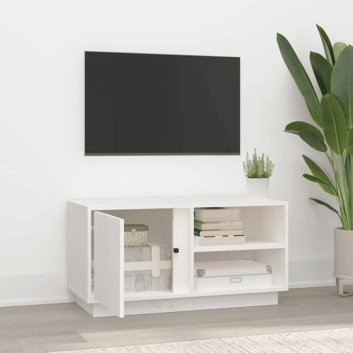 Móvel de TV - Modulo de TV - Armário de TV 80x35x40,5 cm madeira de pinho maciça branco
