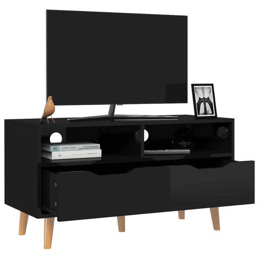 Móvel de TV - Modulo de TV - Armário de TV 90x40x48,5 cm derivados de madeira preto brilhante