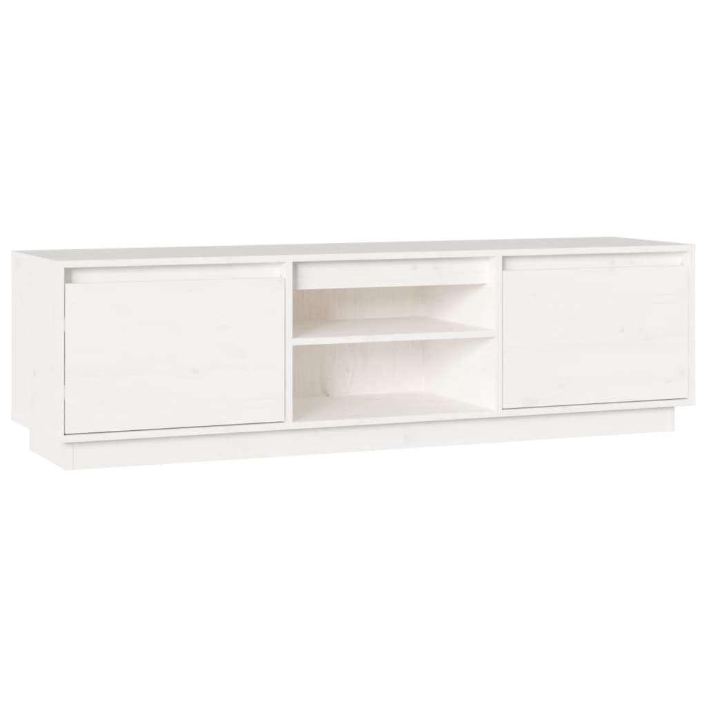 mueble tv - mesa de tv madera maciza de pino blanco 140x35x40 cm