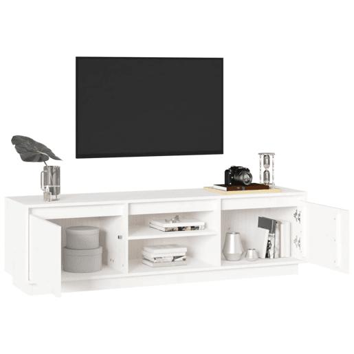 Móvel de TV - Modulo de TV - Armário de TV 140x35x40 cm madeira de pinho maciça branco