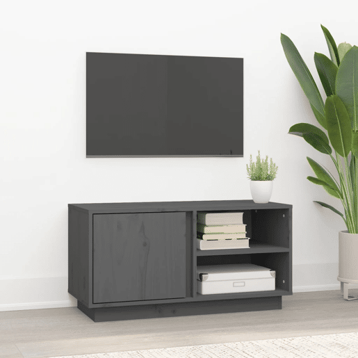 Móvel de TV - Modulo de TV - Armário de TV 80x35x40,5 cm madeira de pinho maciça cinzento