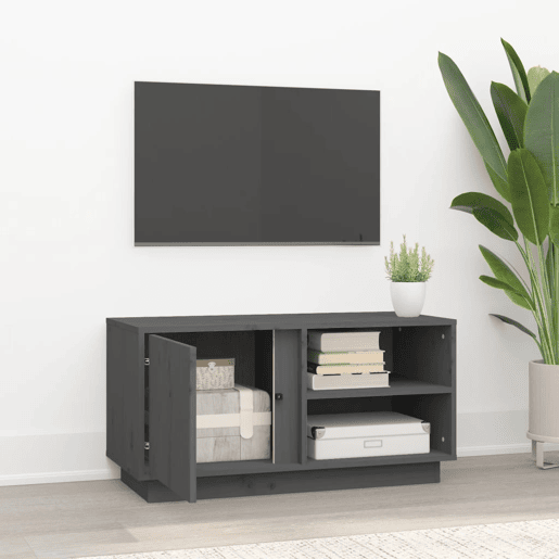 Móvel de TV - Modulo de TV - Armário de TV 80x35x40,5 cm madeira de pinho maciça cinzento