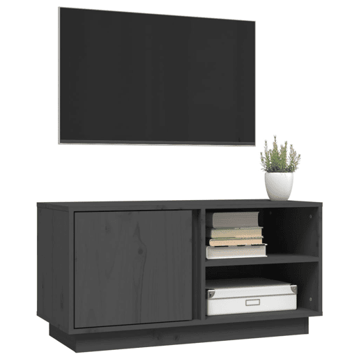 Móvel de TV - Modulo de TV - Armário de TV 80x35x40,5 cm madeira de pinho maciça cinzento