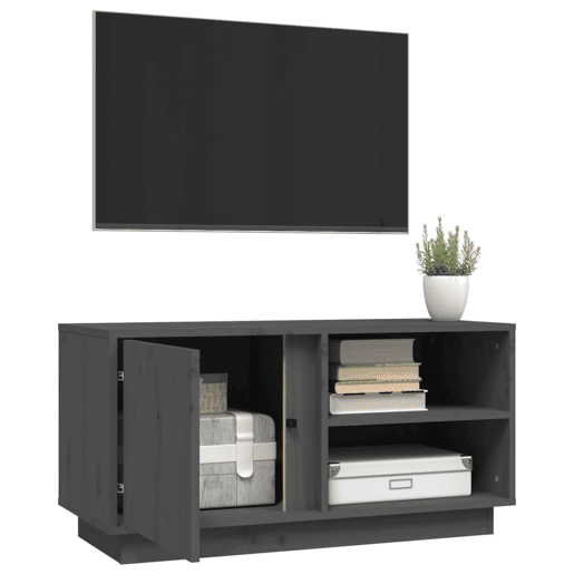 Móvel de TV - Modulo de TV - Armário de TV 80x35x40,5 cm madeira de pinho maciça cinzento
