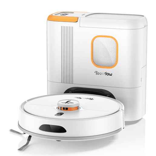 Aspirador Robótico Teendow D20S MAX+ - Potência 6000Pa 5000mAh 70dB 250ML+250ML Autonomia 180min - Branco