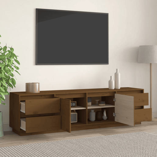 Móvel de TV - Modulo de TV - Armário de TV 176x37x47,5 cm madeira de pinho maciça castanho mel