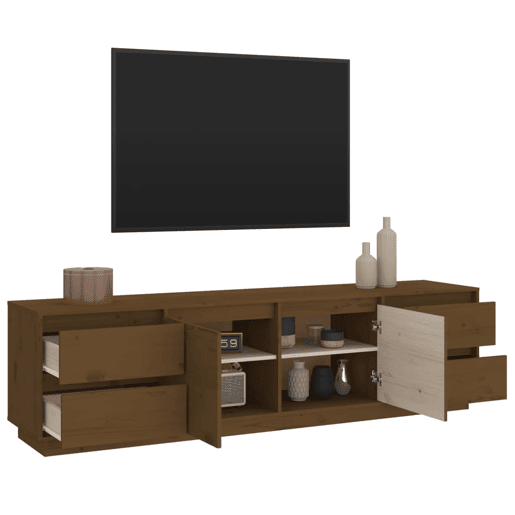 Móvel de TV - Modulo de TV - Armário de TV 176x37x47,5 cm madeira de pinho maciça castanho mel