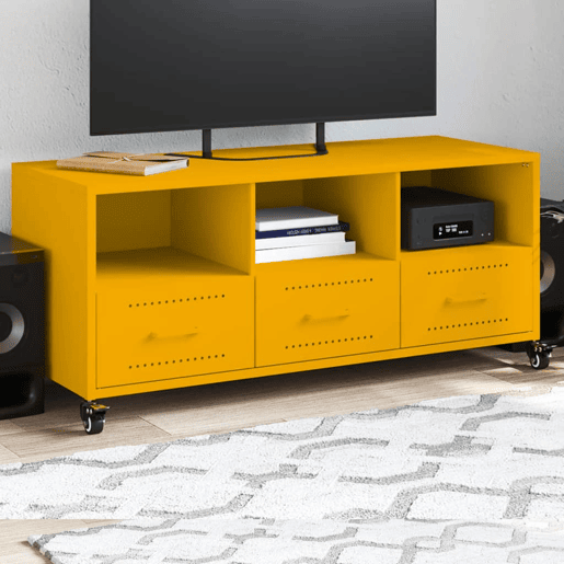 Móvel de TV - Modulo de TV - Armário de TV 100,5x39x43,5 cm aço amarelo mostarda