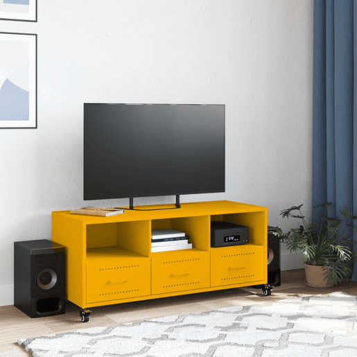 Móvel de TV - Modulo de TV - Armário de TV 100,5x39x43,5 cm aço amarelo mostarda