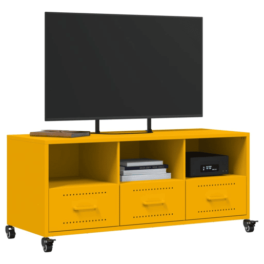 Móvel de TV - Modulo de TV - Armário de TV 100,5x39x43,5 cm aço amarelo mostarda