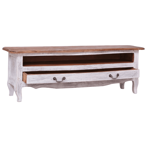 Móvel de TV - Modulo de TV - Armário de TV 120x30x40 cm madeira de mogno maciça branco Móvel de TV - Modulo de TV - Armário de TV 120x30x40 cm madeira de mogno maciça branco