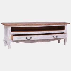 Móvel de TV - Modulo de TV - Armário de TV 120x30x40 cm madeira de mogno maciça branco