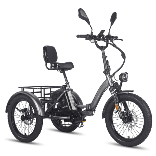 Triciclo Elétrico FAFREES F20 Mate - Com Encosto Motor 500W Bateria 48V23.45AH Pneus De 20 Polegadas - Cinza