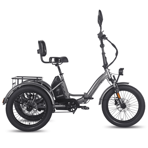 Triciclo Elétrico FAFREES F20 Mate - Com Encosto Motor 500W Bateria 48V23.45AH Pneus De 20 Polegadas - Cinza
