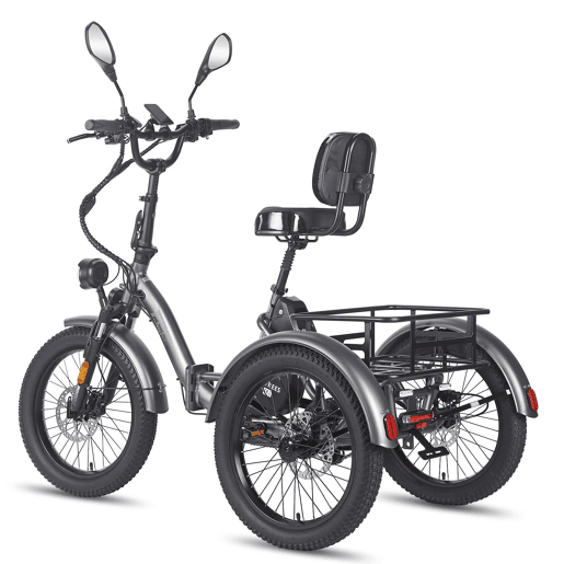 Triciclo Elétrico FAFREES F20 Mate - Com Encosto Motor 500W Bateria 48V23.45AH Pneus De 20 Polegadas - Cinza