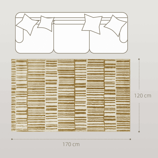 HOMCOM Tapete Sala de Estar 170x120 cm Tapete Lavável na Máquina de Lavar Pelo Curto Estilo Moderno Tapete para Sala de Estar Quarto Sala de Jantar Creme