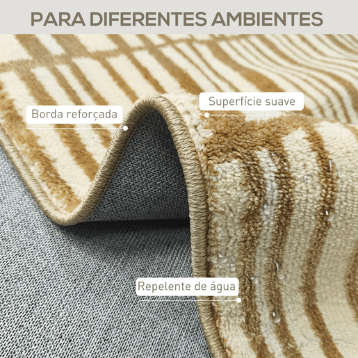 HOMCOM Tapete Sala de Estar 170x120 cm Tapete Lavável na Máquina de Lavar Pelo Curto Estilo Moderno Tapete para Sala de Estar Quarto Sala de Jantar Creme