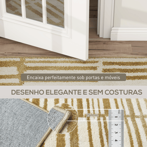 HOMCOM Tapete Sala de Estar 170x120 cm Tapete Lavável na Máquina de Lavar Pelo Curto Estilo Moderno Tapete para Sala de Estar Quarto Sala de Jantar Creme