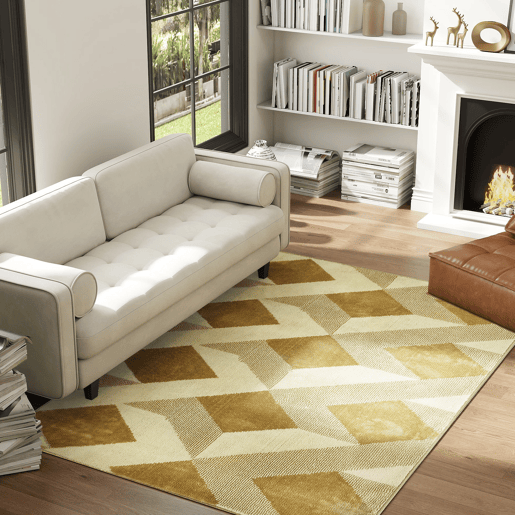 HOMCOM Tapete Sala de Estar 170x120 cm Tapete Lavável na Máquina de Lavar Pelo Curto Estilo Moderno Tapete para Sala de Estar Quarto Sala de Jantar Creme e Marrom Claro