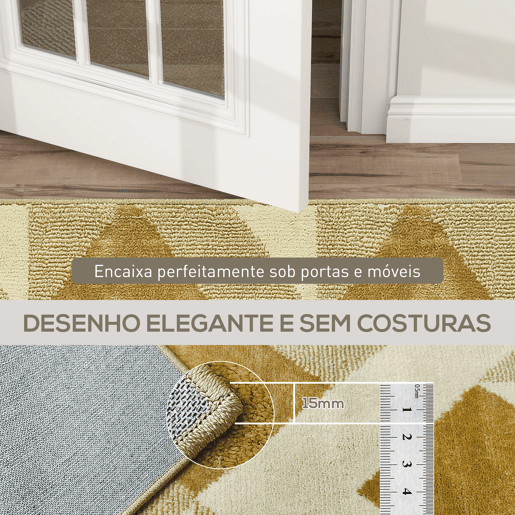HOMCOM Tapete Sala de Estar 170x120 cm Tapete Lavável na Máquina de Lavar Pelo Curto Estilo Moderno Tapete para Sala de Estar Quarto Sala de Jantar Creme e Marrom Claro