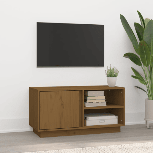 Móvel de TV - Modulo de TV - Armário de TV 80x35x40,5 cm madeira de pinho maciça castanho mel Móvel de TV - Modulo de TV - Armário de TV 80x35x40,5 cm madeira de pinho maciça castanho mel