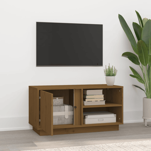 Móvel de TV - Modulo de TV - Armário de TV 80x35x40,5 cm madeira de pinho maciça castanho mel Móvel de TV - Modulo de TV - Armário de TV 80x35x40,5 cm madeira de pinho maciça castanho mel