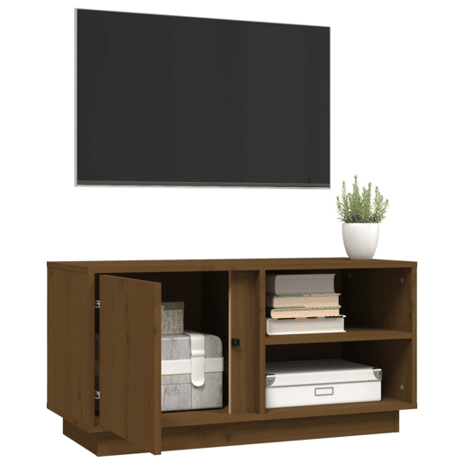 Móvel de TV - Modulo de TV - Armário de TV 80x35x40,5 cm madeira de pinho maciça castanho mel Móvel de TV - Modulo de TV - Armário de TV 80x35x40,5 cm madeira de pinho maciça castanho mel