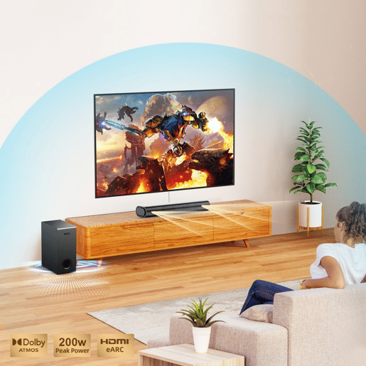 Hiwill A21 Barra de Som - 2.1 Dolby Atmos 200W com Subwoofer 5,25 - Preto