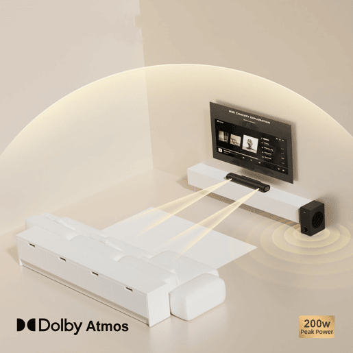 Hiwill A21 Barra de Som - 2.1 Dolby Atmos 200W com Subwoofer 5,25 - Preto