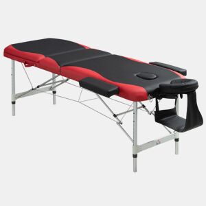 HOMCOM Marquesa de Massagem Dobrável, Marquesa Estética Profissional em Alumínio com Altura Ajustável, 3 Zonas, Apoio de Cabeça, Apoios para Braços, para Tatuagem, Fisioterapia, Preto e Vermelho